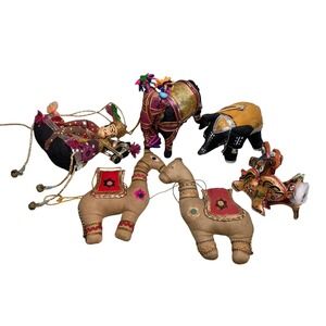 Vintage India Rajasthani Fabric Hand Made Ornaments‎ Decor Elephant Camel
